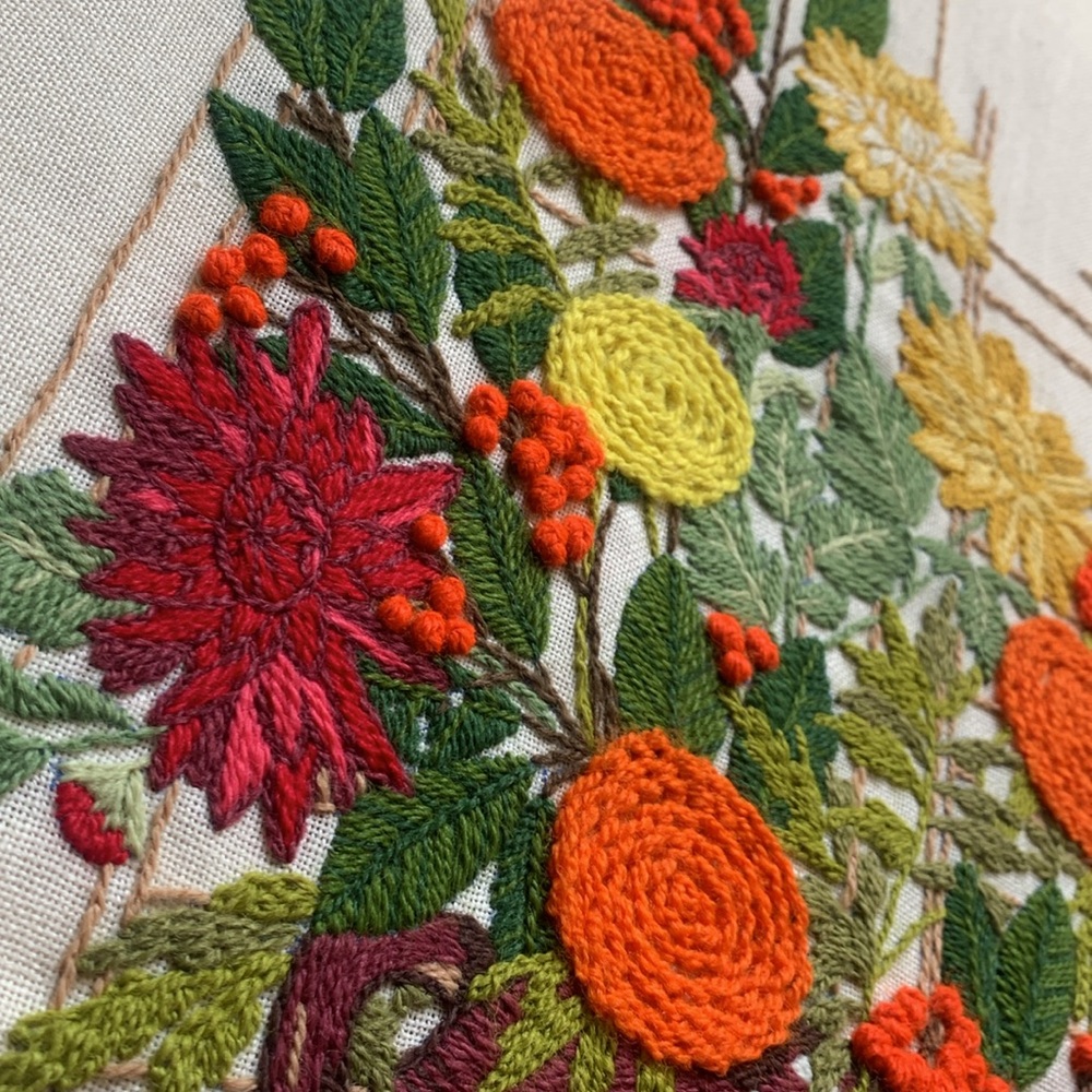 Vintage Crewel Floral 18x24 - Picture 7 of 10